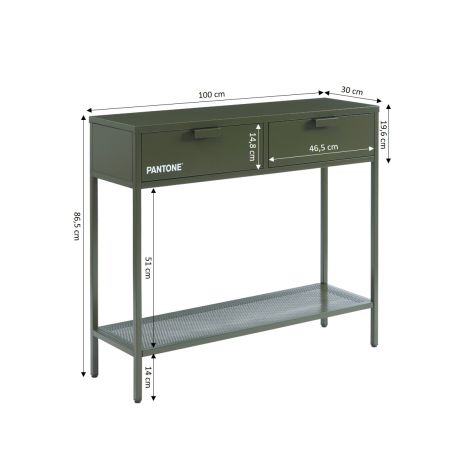Console PANTONEmétal vert olive foncé 100cm