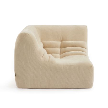 Chauffeuse d'angle JANIS modulable 1 place velours beige
