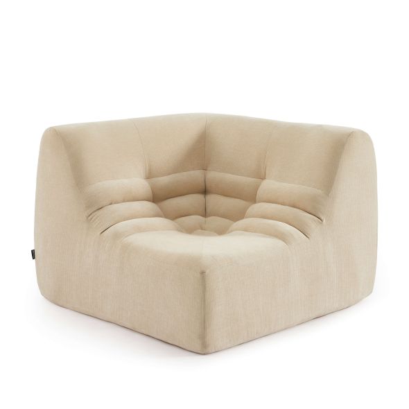 Chauffeuse d'angle JANIS modulable 1 place velours beige