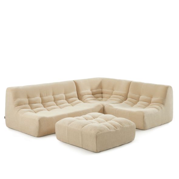 Chauffeuse d'angle JANIS modulable 1 place velours beige