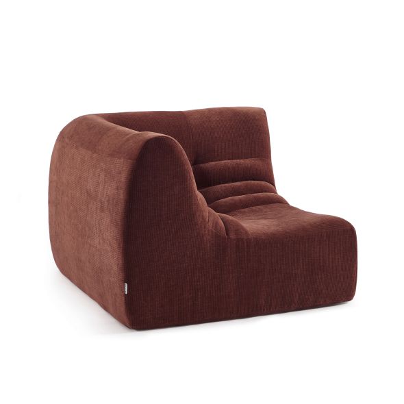 Chauffeuse d'angle JANIS modulable 1 place velours bordeaux