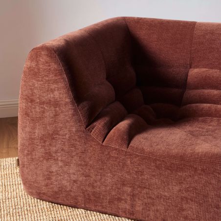 Chauffeuse d'angle JANIS modulable 1 place velours bordeaux