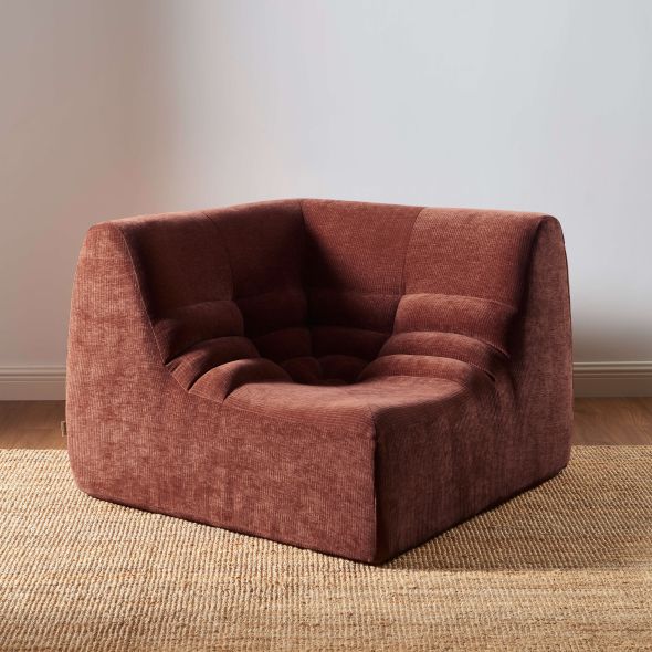 Chauffeuse d'angle JANIS modulable 1 place velours bordeaux