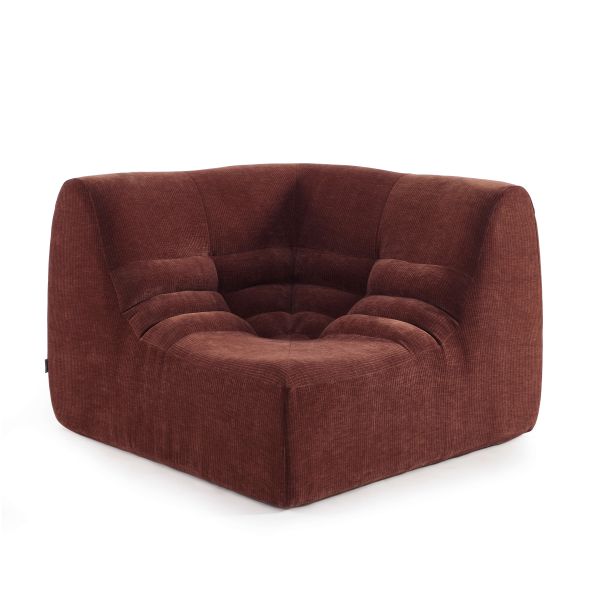 Chauffeuse d'angle JANIS modulable 1 place velours bordeaux