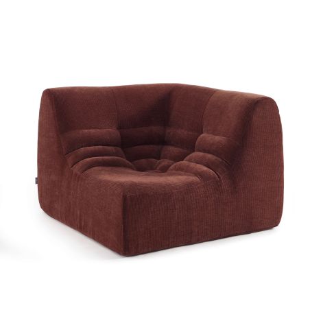 Chauffeuse d'angle JANIS modulable 1 place velours bordeaux