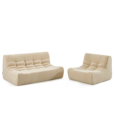 Banquette JANIS modulable 2 places velours beige