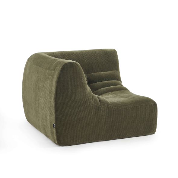 Chauffeuse d'angle JANIS modulable 1 place velours vert
