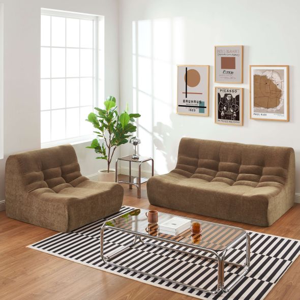 Banquette JANIS modulable 2 places velours marron