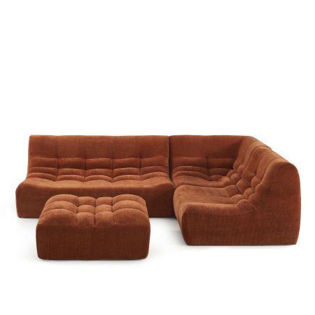 Banquette JANIS modulable 2 places velours terracotta