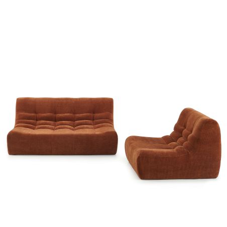 Banquette JANIS modulable 2 places velours terracotta