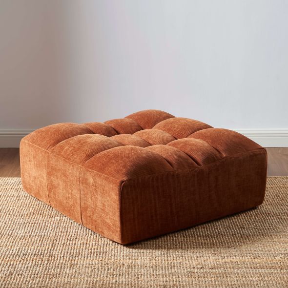 Pouf JANIS modulable 1 place velours terracotta