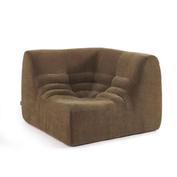 Chauffeuse d'angle JANIS modulable 1 place velours marron