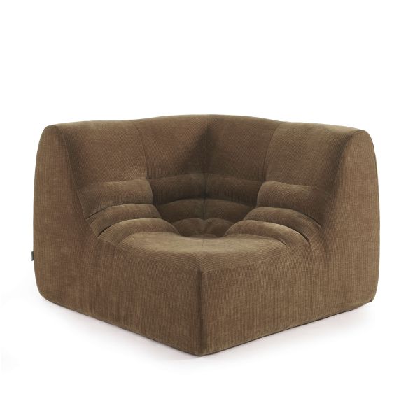 Chauffeuse d'angle JANIS modulable 1 place velours marron