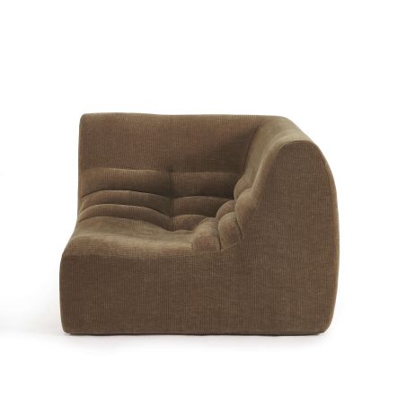 Chauffeuse d'angle JANIS modulable 1 place velours marron