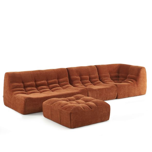 Chauffeuse d'angle JANIS modulable 1 place velours terracotta