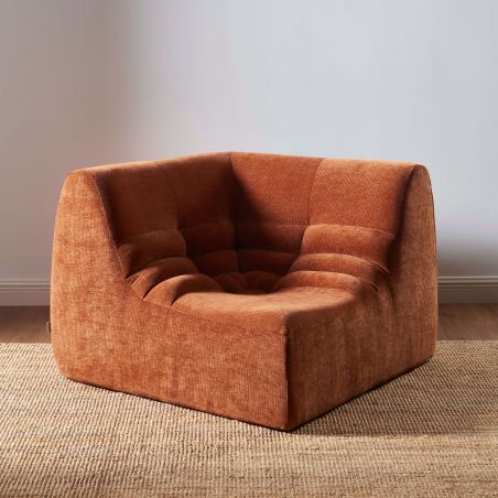 Chauffeuse d'angle JANIS modulable 1 place velours terracotta