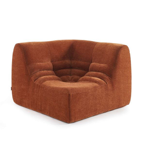 Chauffeuse d'angle JANIS modulable 1 place velours terracotta