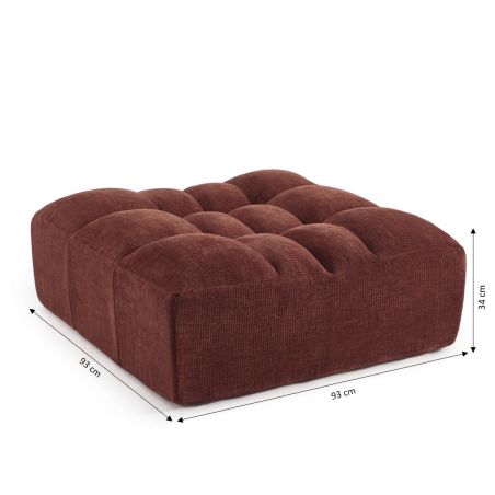 Pouf JANIS modulable 1 place velours bordeaux