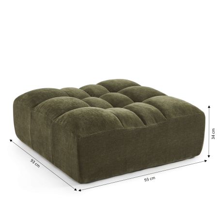 Pouf JANIS modulable 1 place velours vert
