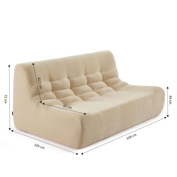 Banquette JANIS modulable 2 places velours beige