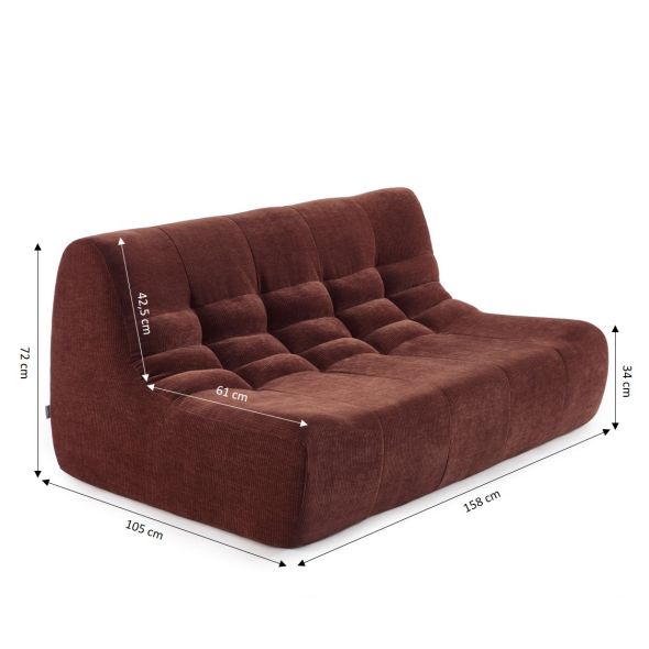 Banquette JANIS modulable 2 places velours bordeaux
