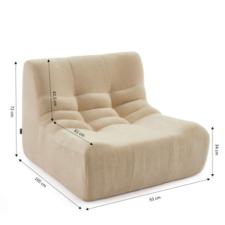 Chauffeuse JANIS modulable 1 place velours beige