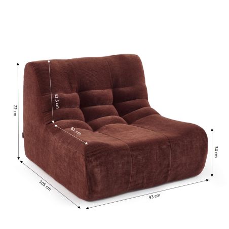 Chauffeuse JANIS modulable 1 place velours bordeaux