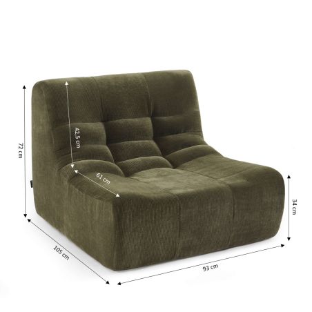 Chauffeuse JANIS modulable 1 place velours vert