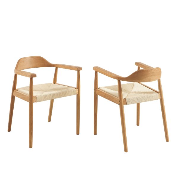 Lot de 2 chaises MARTIE chêne massif et corde