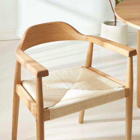 Lot de 2 chaises MARTIE chêne massif et corde