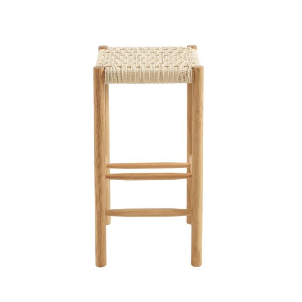 Lot de 2 tabourets ELLIO chêne massif et corde