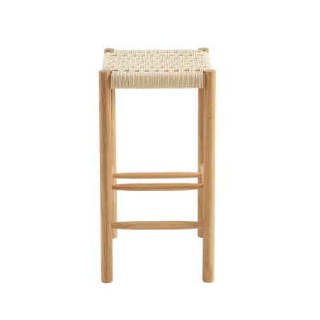 Lot de 2 tabourets ELLIO chêne massif et corde