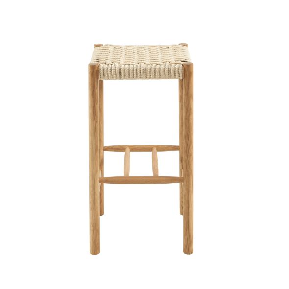 Lot de 2 tabourets ELLIO chêne massif et corde