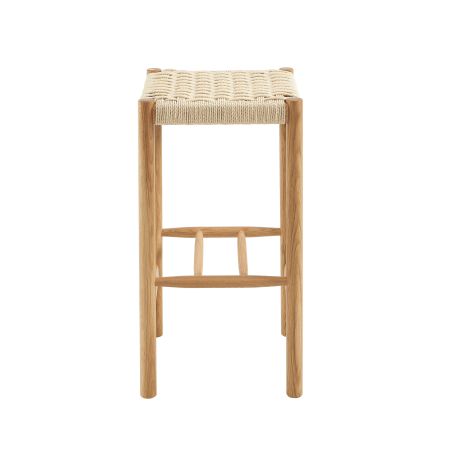 Lot de 2 tabourets ELLIO chêne massif et corde