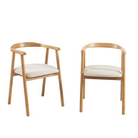 Lot de 2 chaises LORENZ chêne massif et tissu beige