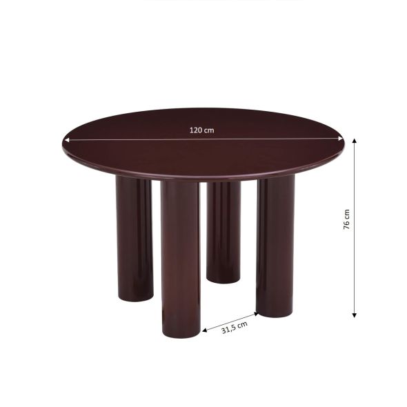 Table de séjour ronde NORI laquée brillante marron 120cm