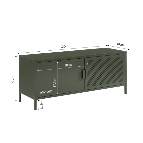 Meuble tv PANTONE métal vert olive foncé 120cm