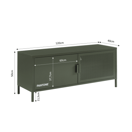 Meuble tv PANTONE métal vert olive foncé 120cm