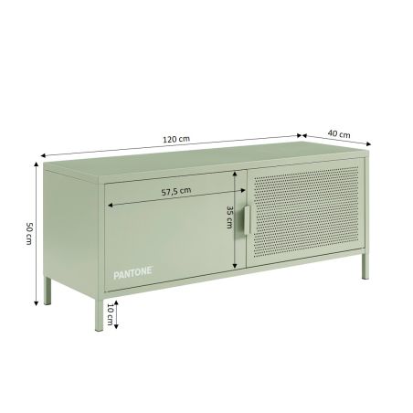 Meuble tv PANTONE métal vert amande 120cm