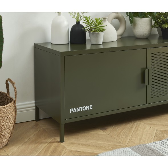 Meuble tv PANTONE métal vert olive foncé 120cm