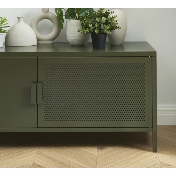 Meuble tv PANTONE métal vert olive foncé 120cm