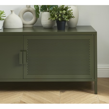 Meuble tv PANTONE métal vert olive foncé 120cm
