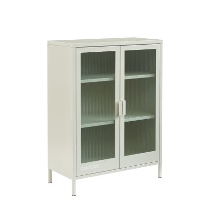Buffet PANTONE beige sable portes en verre cannelé 75cm