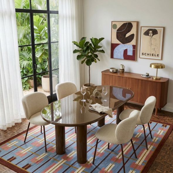 Table de séjour NORI laquée brillante verte 200cm