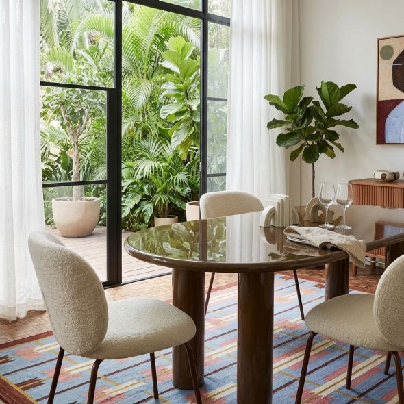 Table de séjour NORI laquée brillante verte 200cm