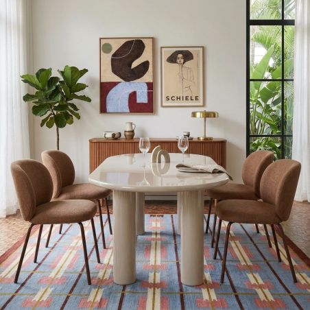 Table de séjour NORI laquée brillante beige 200cm