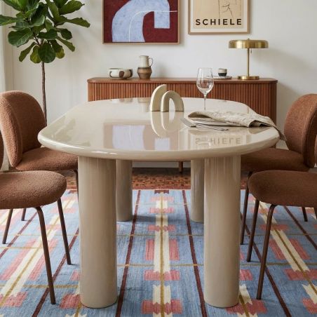 Table de séjour NORI laquée brillante beige 200cm