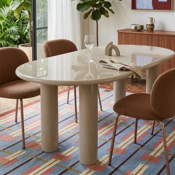 Table de séjour NORI laquée brillante beige 200cm