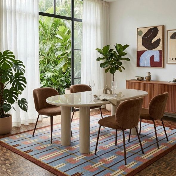 Table de séjour NORI laquée brillante beige 200cm