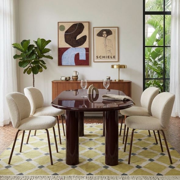 Table de séjour NORI laquée brillante marron 200cm